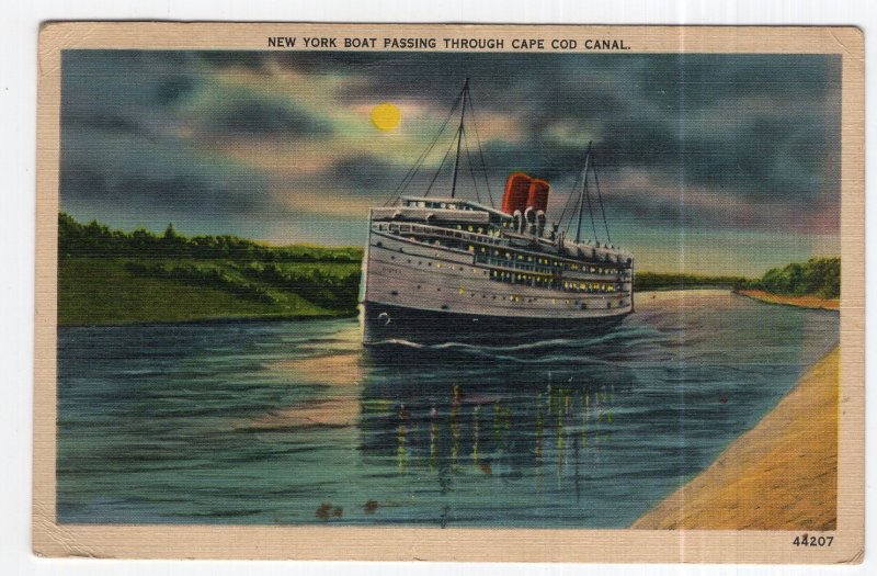 New York Boat Passing Through Cape Cod Canal