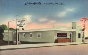 Waldron Arkansas AR Crutchfield's Caf‚ Linen Roadside Postcard 