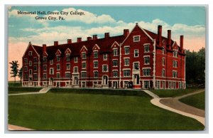 Vintage 1915 Postcard Memorial Hall Grove City College Grove City Pennsylvania