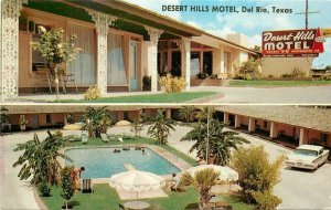 Del Rio Texas Desert Hills Motel McCollister Swimming Pool  Postcard 21-5964