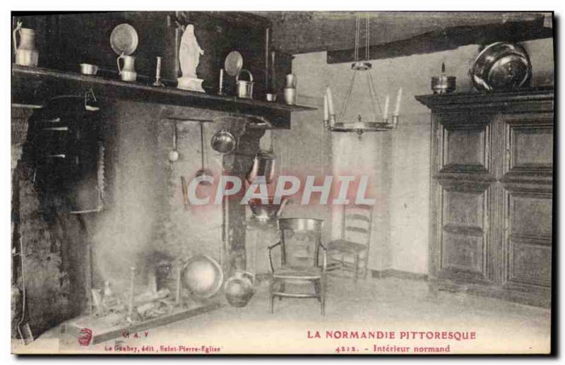 Postcard Old Normandy Interior Normand