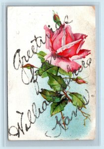 WILLIAMSBURG, KS Kansas~ GREETINGS FROM  With ROSE Franklin County Postcard