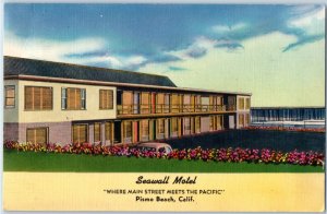 1950s Seawall Motel Pism Beach, CA Postcard F223