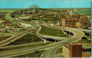 Birds Eye View Postcard Corpus Christi Harbor Bridge Texas