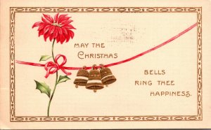 Christmas With Flower and Gold Bells 1913