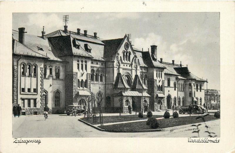 Zalaegerszeg Hungary Train Station 1940s postcard