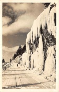 RPPC Winter Highway Scene, Clarksfork, Idaho Bonner Co. 1940s Vintage Postcard
