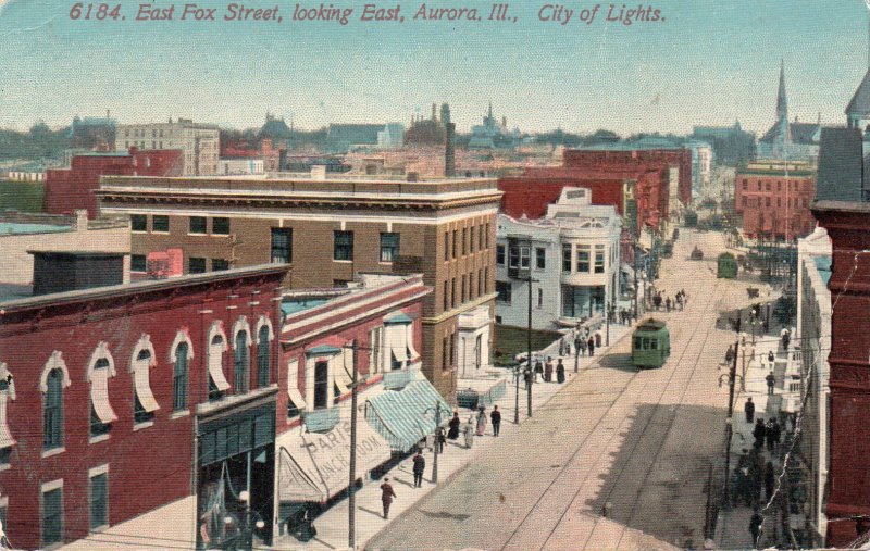 13161 Trolley Car on East Fox Street, Aurora, Illinois,