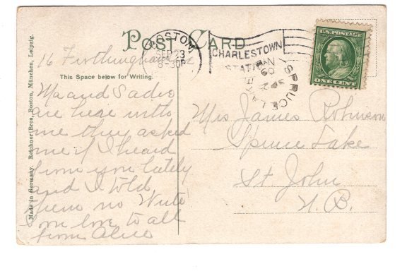 YMCA Building, Boston Massachusetts, Used 1909 Flag Cancel