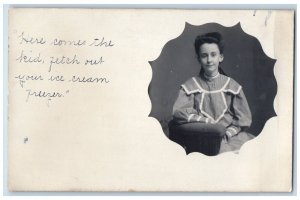 c1905 Studio Portrait Young Girl Jewelry Poolsville MD RPPC Photo Postcard