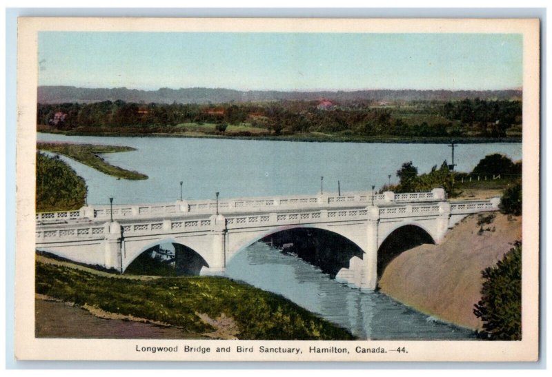 c1940's Longwood Bridge and Bird Sanctuary Hamilton Ontario Canada Postcard 