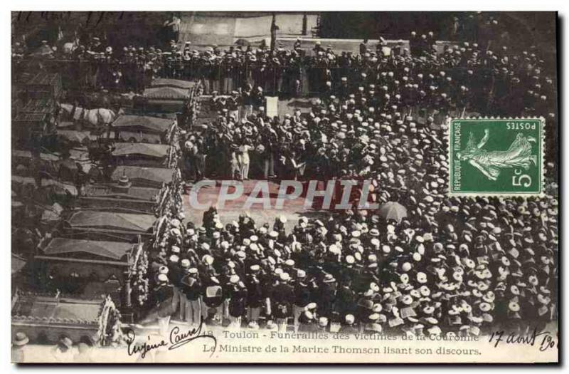 Old Postcard Toulon Death Funerals of victims of crown Minister Thomson Navy ...