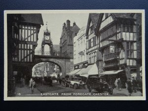 Cheshire CHESTER Eastgate from Foregate ANIMATED STREET VIEW c1930's Postcard