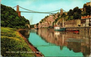 Vtg Postcard Bristol UK Avon Gorge Clifton Suspension Bridge Salmon Cameracolor