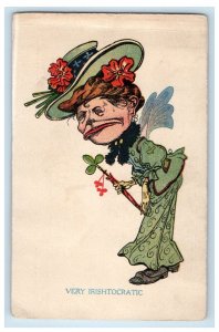 Old Woman Very Big Hat Irishtocratic Caricature Posted Antique Postcard