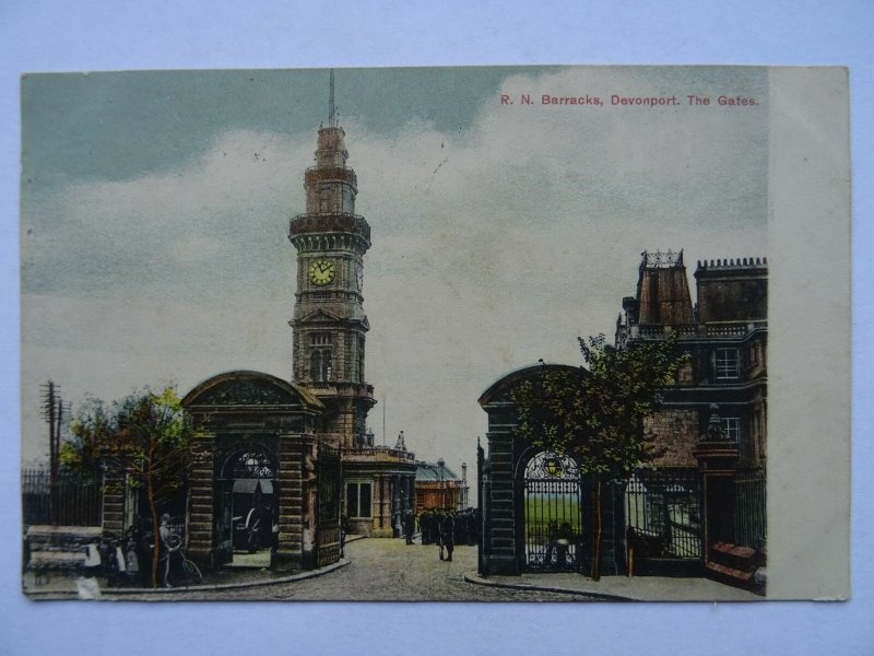 Devon Davenport ROYAL NAVY BARRACKS The Gates c1907 Postcard by W.G Swiss & Sons