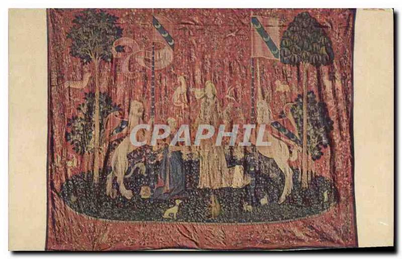 Postcard Old tapestry called the Lady and the Unicorn Cluny Museum in Paris