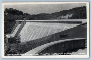 Norris Dam Tennessee Seen From Restaurant Building Cline RPPC Photo Postcard