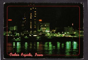 IA Night View Cedar Rapids Iowa Postcard