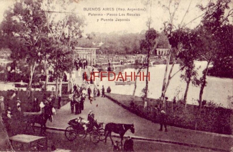 1920 BUENOS AIRES (Rep. Argentina) PALERMO - PASEO LOS ROSALES Y PUENTE JAPONES