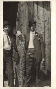 Quartz Pitkin Tincup Colorado Area Ghost Towns Men Hats 1913 RPPC #4