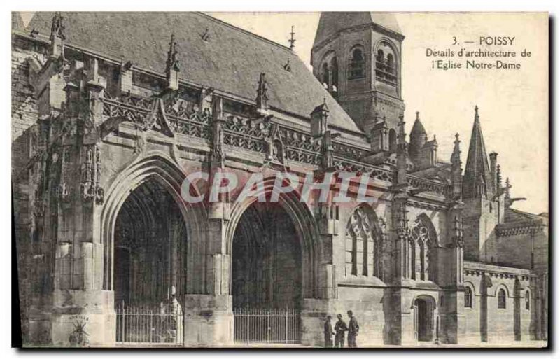 Old Postcard Poissy Details of Architecture Church of Our Lady