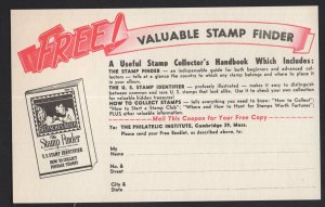 MA Free The Stamp Finder for Collector's Handbook Advertisement Stock Paper