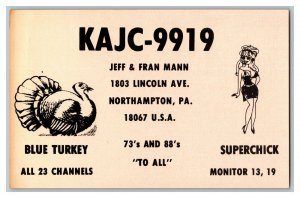 Postcard QSL Radio Card From Northampton PA Pennsylvania KAJC-9919