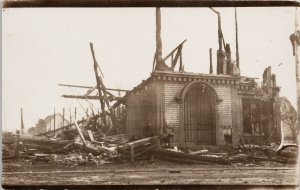 Yarmouth Nova Scotia Fire 1921 Providence Church Destruction RPPC Postcard H12