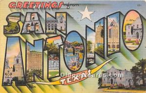 Greetings from, Linen San Antonio, Texas, TX, USA Large Letter Postal Used Un...