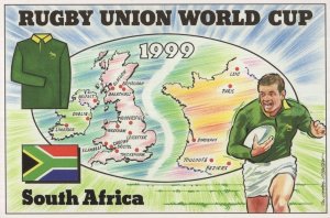 South Africa African Team Rugby Union World Cup 1999 Postcard