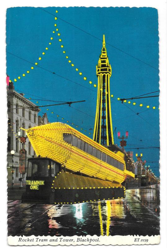 Rocket Tram & Tower, Blackpool PPC Unposted by Bamforths, Illuminations, ET.2559