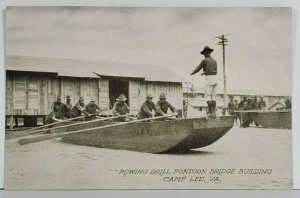 Camp Lee Va Rowing Drill Pontoon Bridge Building WW1 Soldiers Postcard P15