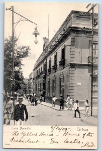 Caracas Venezuela Postcard Casa Amarilla and Street View 1905 Antique Posted