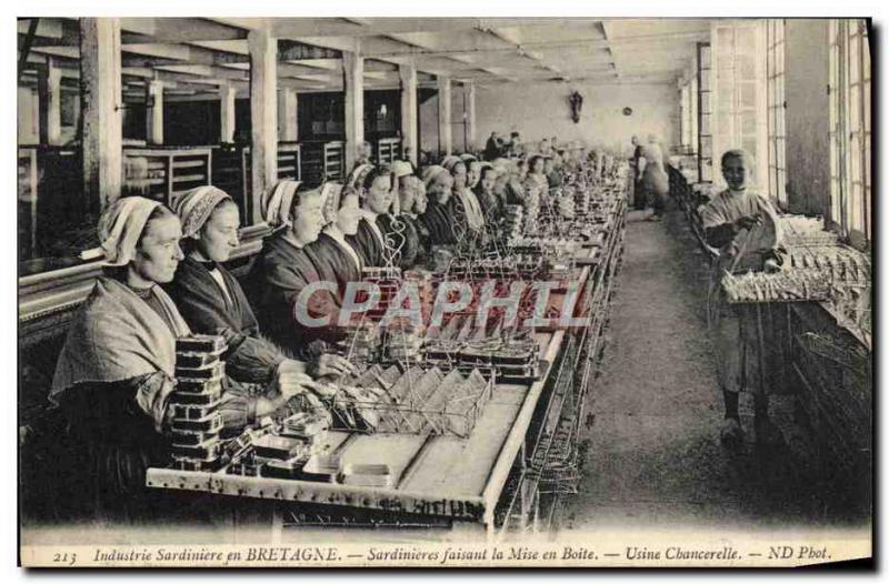 Brittany Brittany sardine sardine industry making canning factory Chancerelle...