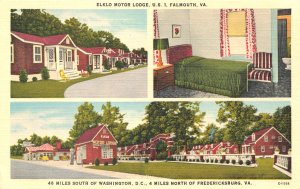 Falmouth VA Elklo Motor Lodge Multi-View Linen Postcard