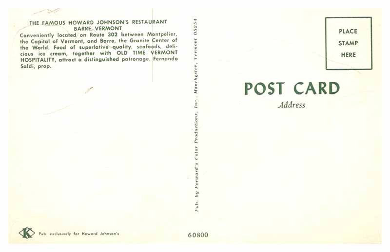 Postcard RESTAURANT SCENE Barre Vermont VT AP9705