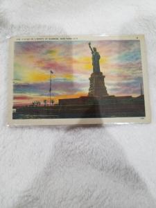 Antique Postcard, The Statue of Liberty at Sunrise, New York City