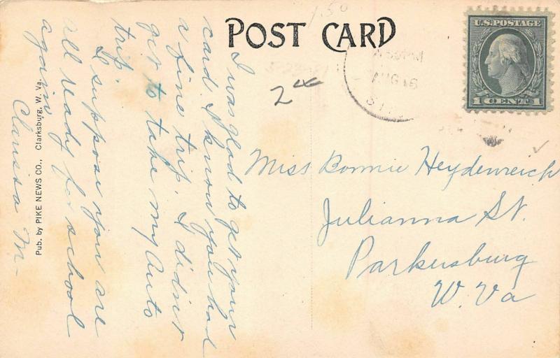 F16/ Clarksburg West Virginia Postcard c1910 Post Office Building