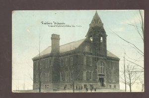 LAWRENCEVILLE ILLINOIS PUBLIC SCHOOL BUILDING 1909 TO YALE ILL VINTAGE POSTCARD