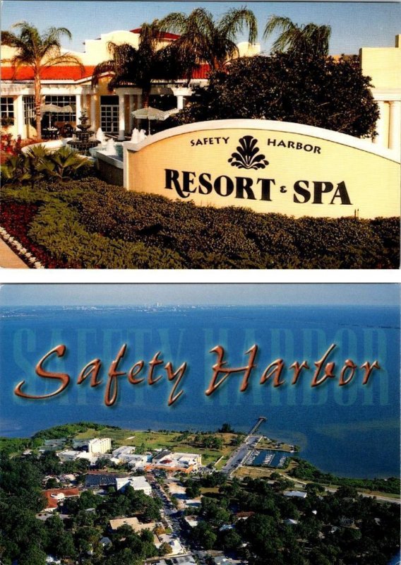 2~4X6 Postcards FL, Florida  SAFETY HARBOR RESORT & SPA & BIRD'S EYE VIEW~Marina