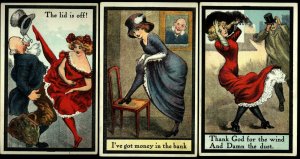 3 Comic cards  early 1900 fresh unused Very cute