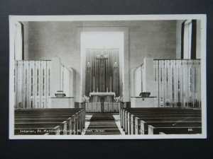 Isle of Jersey MILLBROOK St. Matthew's Church Interior - Old RP Postcard