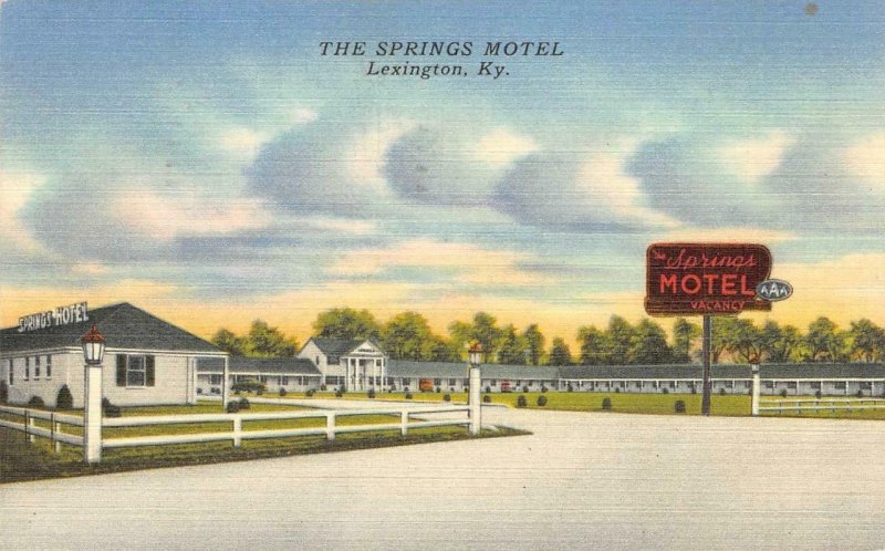 THE SPRINGS MOTEL Lexington, Kentucky Roadside 1953 Linen Vintage Postcard