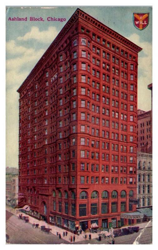 1912 Ashland Block, Chicago, IL Postcard *5N15