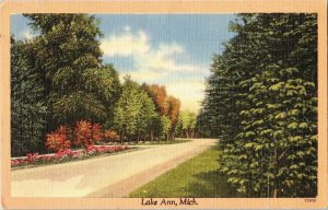 Lake Ann Michigan Vintage Linen Postcard Tichnor Quality Views Bros Vtg Unposted 