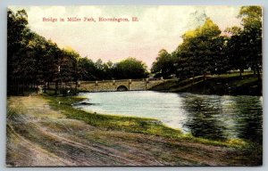 Bridge in Miller Park   Bloomington  Illinois  Postcard  c1910