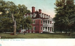 Vintage Postcard 1909 Shirley Manor House Of Carters James River Old Virginia VA