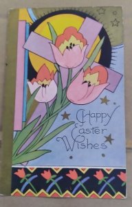 1933 USED .01 POSTCARD - EMBOSSED - HAPPY EASTER WISHES