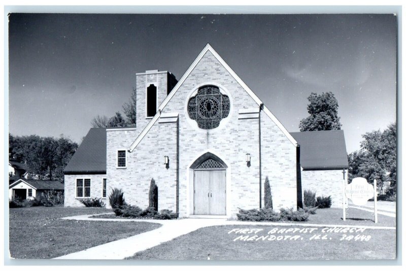 c1910's First Baptist Church Mendota Illinois IL RPPC Photo Antique Postcard